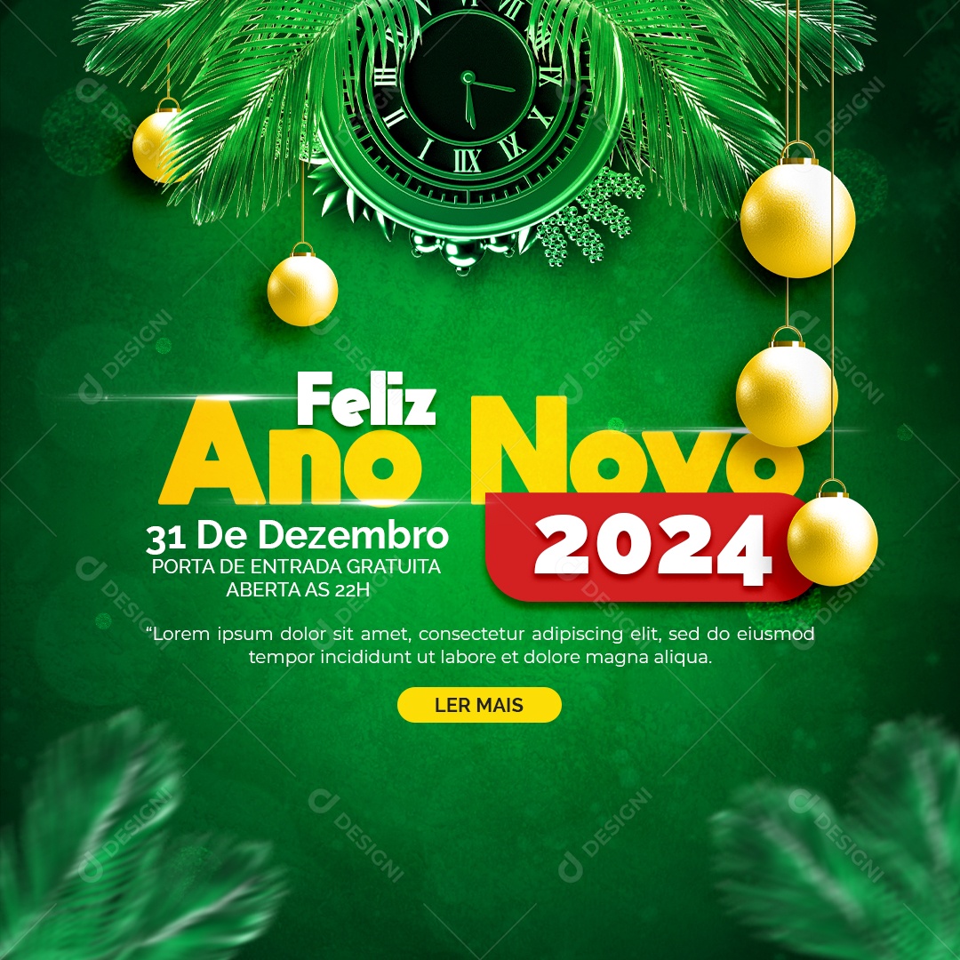 Feliz Ano Novo 31 de Dezembro Porta de Entrada Gratuita Social Media PSD Editável