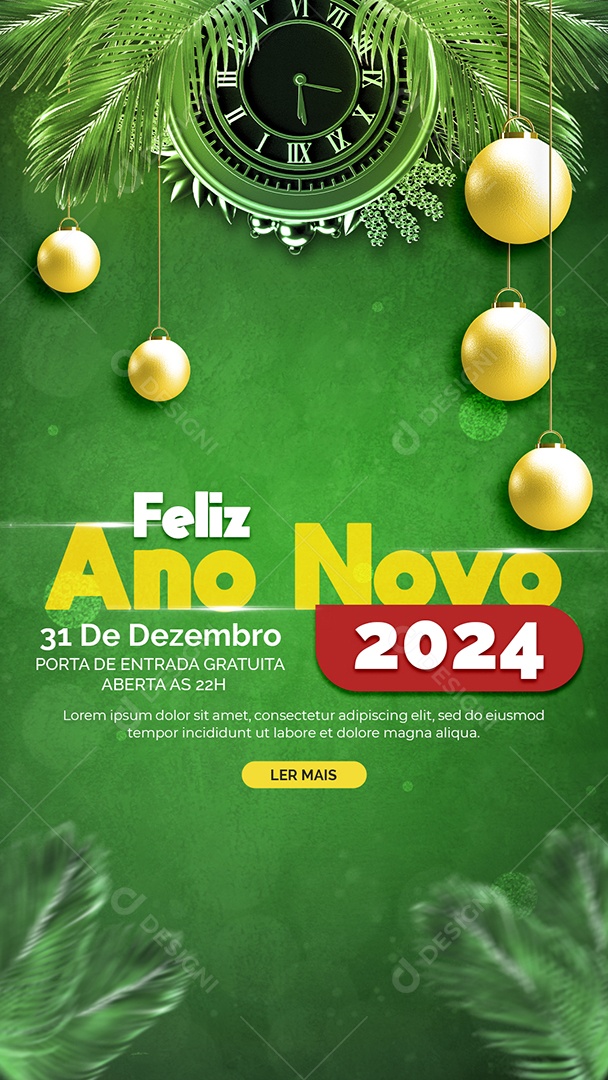 Story Feliz Ano Novo 31 de Dezembro Porta de Entrada Gratuita Social Media PSD Editável