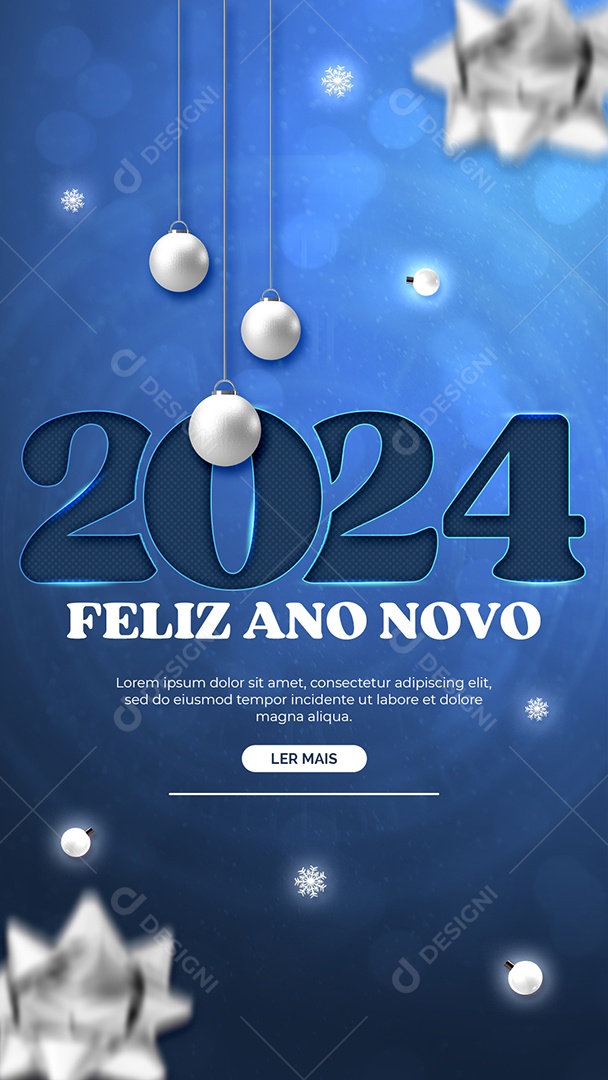 Story Feliz Ano Novo 2024 Social Media PSD Editável