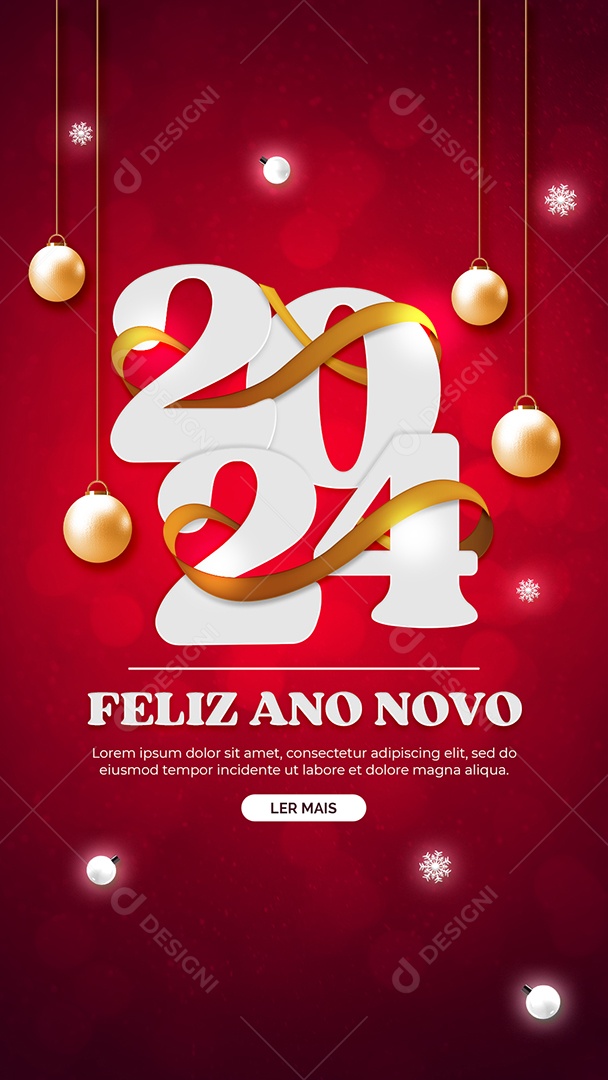 Story Feliz Ano Novo 2024 Social Media PSD Editável