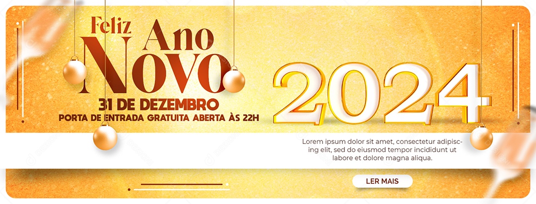 Carrossel Feliz Ano Novo 2024 31 de Dezembro Porta de Entrada Gratuita Social Media PSD Editável