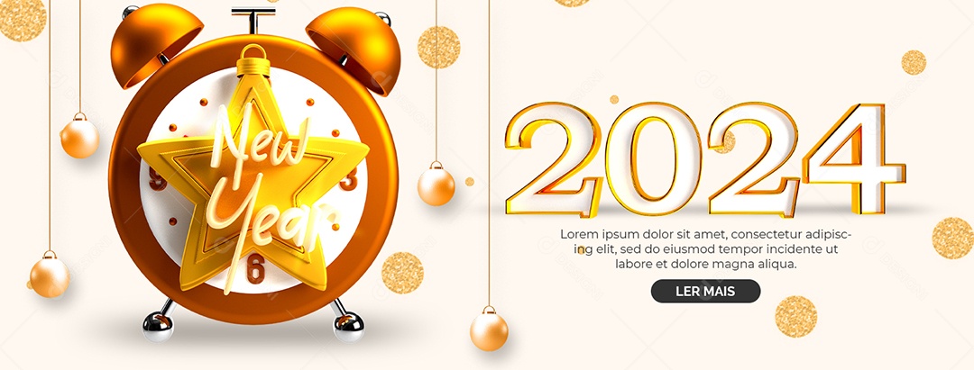 Carrossel Feliz Ano Novo 01 de Janeiro 2024 Social Media PSD Editável