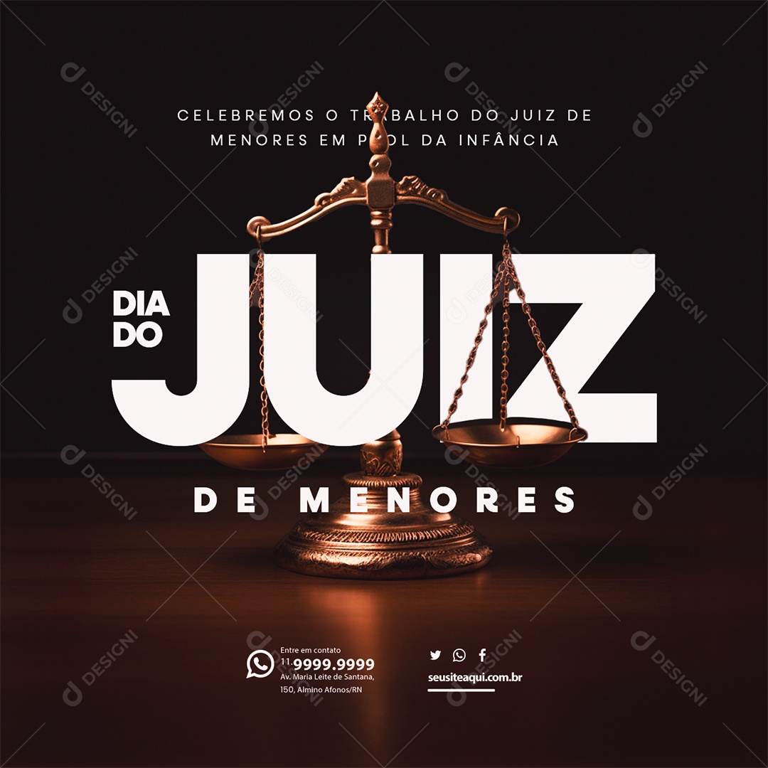 Dia do Juiz de Menores Celebremos o Trabalho do Juiz Social Media PSD Editável