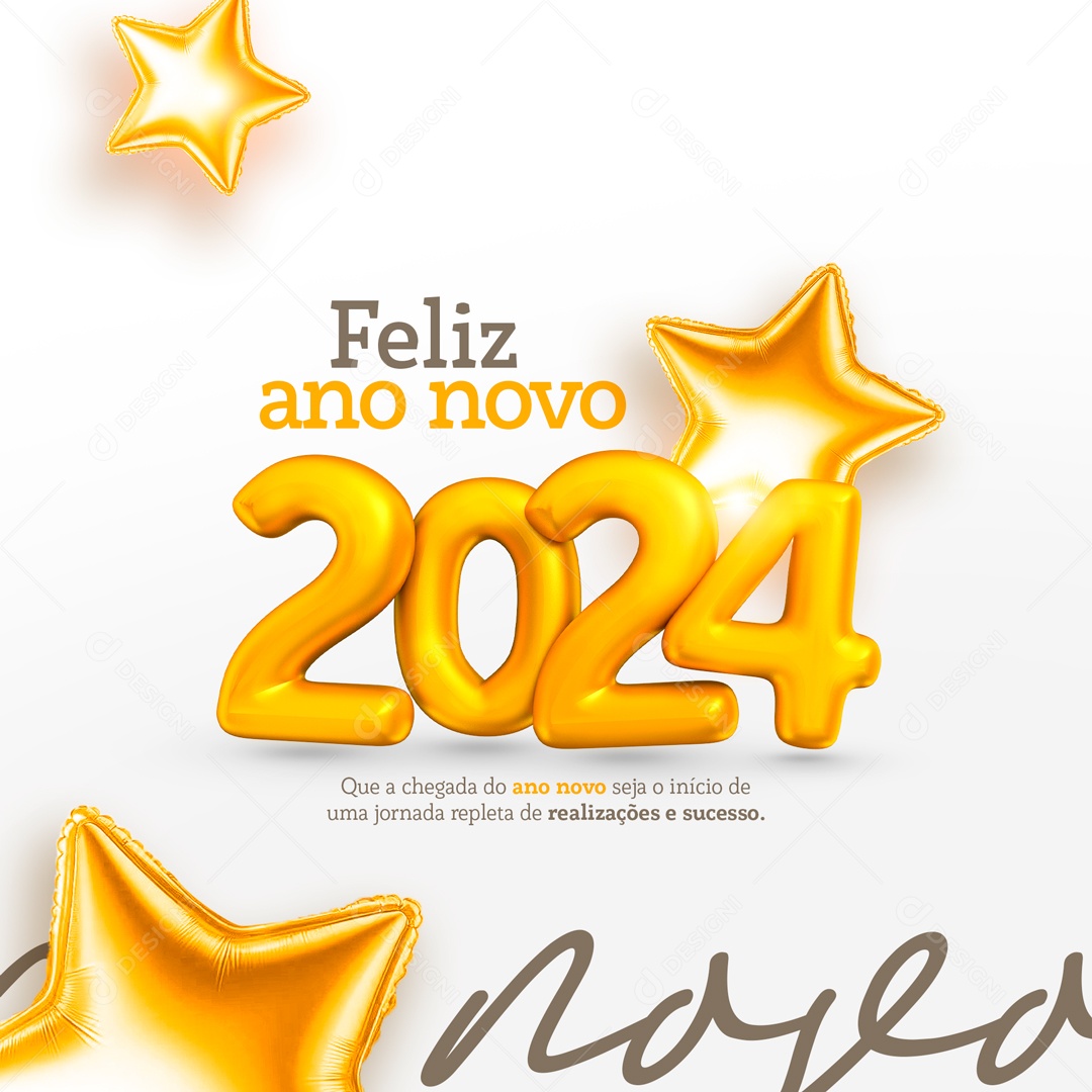 Feliz Ano Novo 2024 Inicio De Uma Jornada Social Media PSD Editável