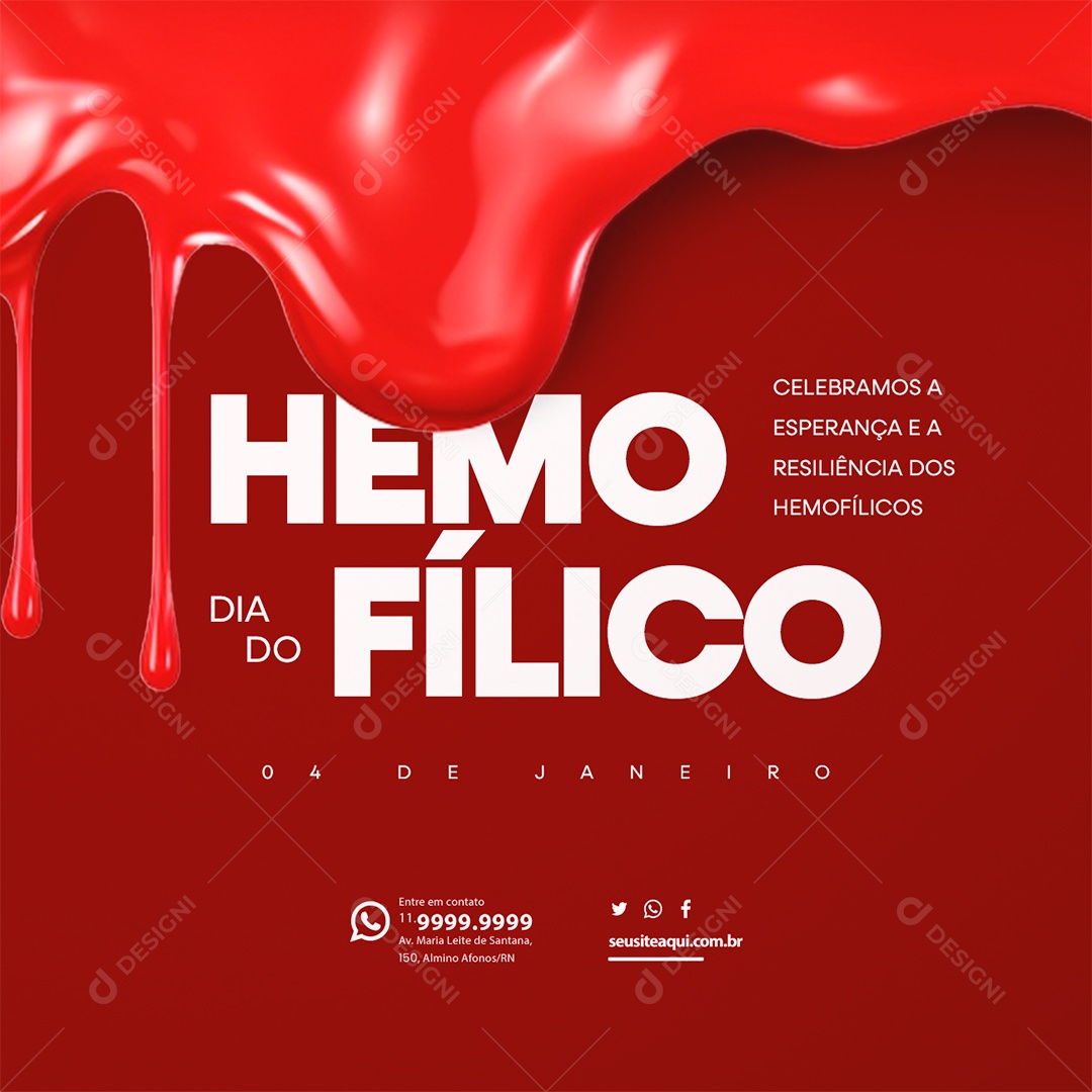 Dia Do Hemofílico Celebramos a Esperança e a Resiliência dos Hemofílicos Social Media PSD Editável