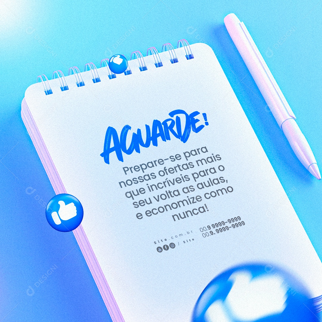 Volta às Aulas Papelaria Aguarde Prepare se para nossas Ofertas Social Media PSD Editável