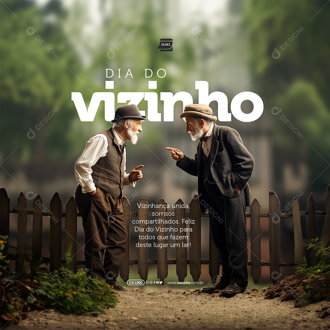 Social Media Dia do Vizinho 23 de Dezembro PSD Editável