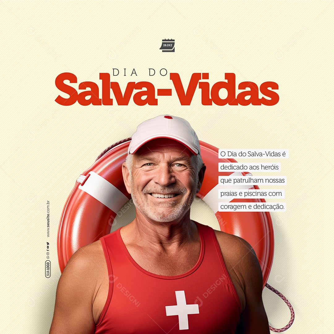 Dia Do Salva Vidas é Dedicado aos Heróis que Patrulham nossas Praias Social Media PSD Editável