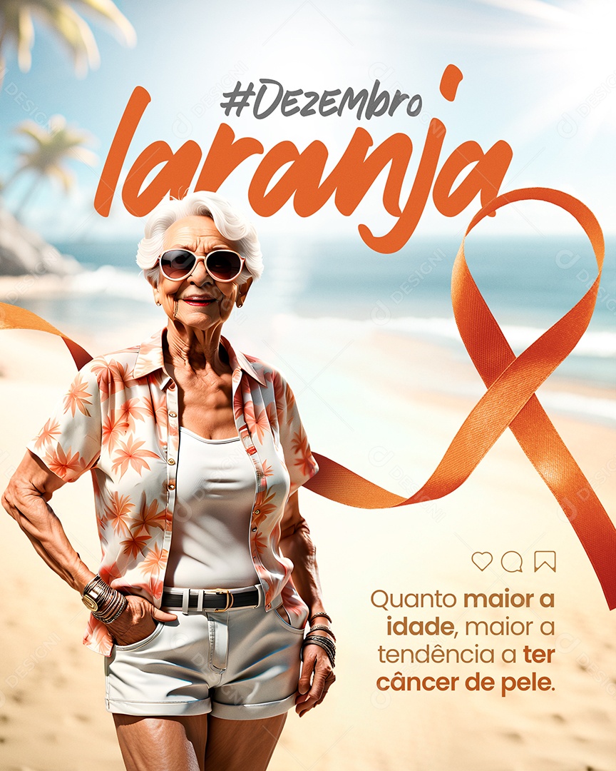 Dezembro Laranja Mês da Conscientização do Câncer de Pele Social Media PSD Editável