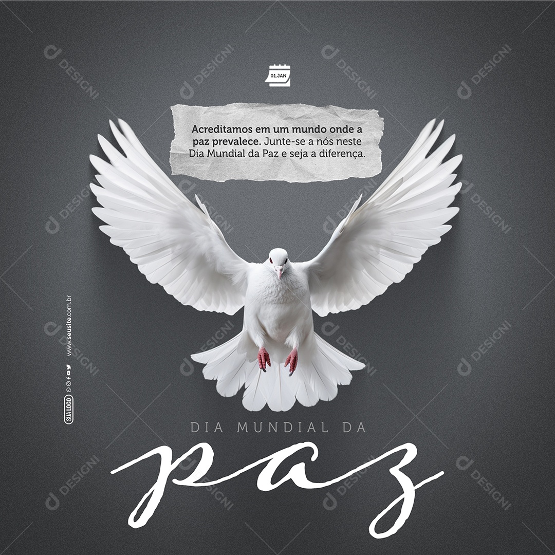 Dia Mundial da Paz Acreditamos em Mundo Onde a Paz Prevalece Social Media PSD Editável