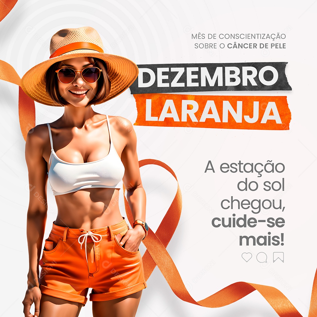 Feed Dezembro Laranja a Estação do Sol Chegou Cuide-se Mais Social Media PSD Editável