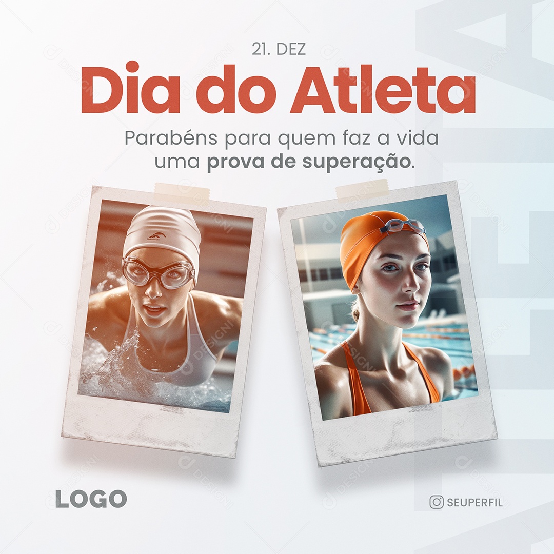 Feed Dia do Atleta 21 de Dezembro Parabéns Social Media PSD Editável