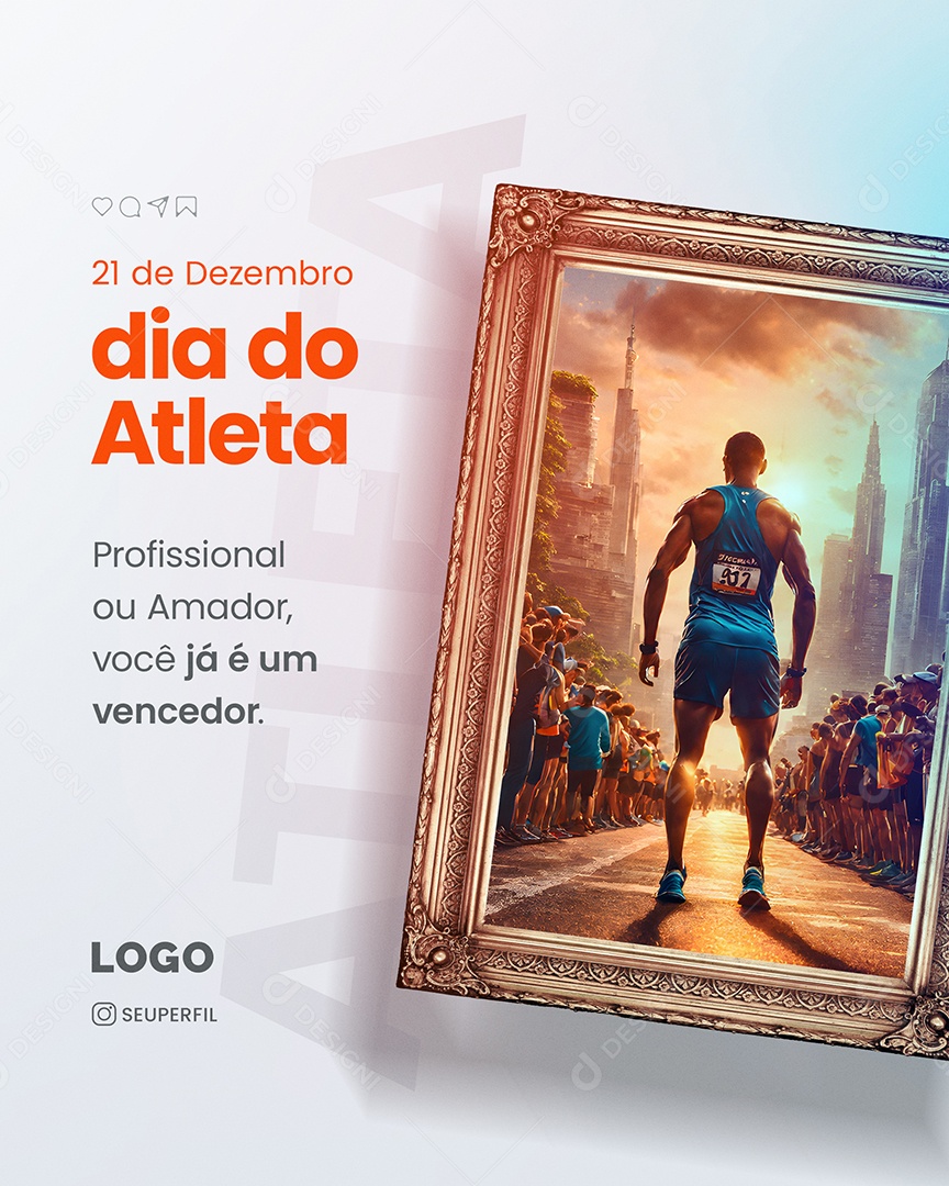 Dia do Atleta 21 Dezembro Profissional ou Amador Social Media PSD Editável