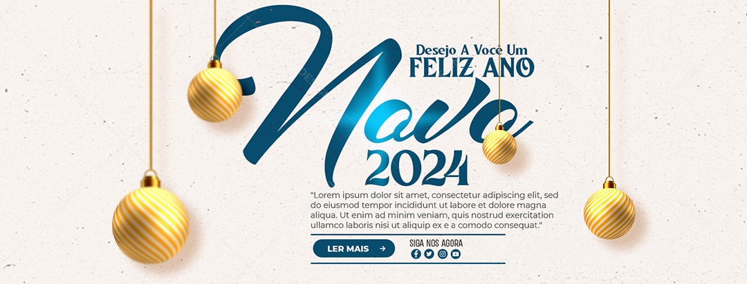Banner Desejo a Você Um Ano Novo 2024 Social Media PSD Editável