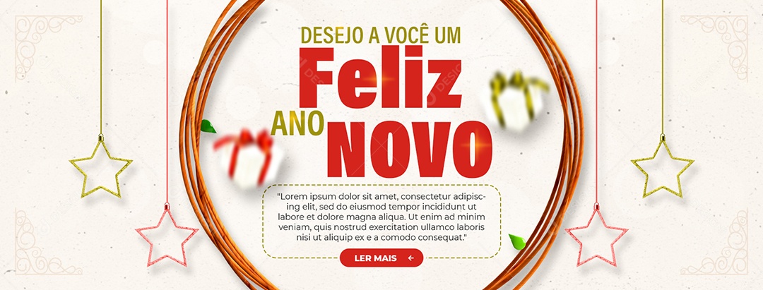 Banner Desejo a Você um Feliz Ano Novo Social Media PSD Editável