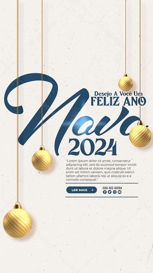 Story Desejo a Você um Feliz Ano Novo 2024 PSD Editável Social Media