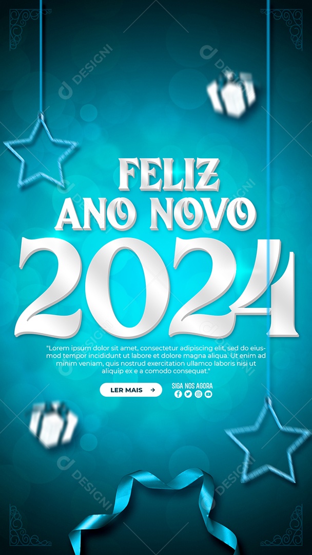 Story Feliz Ano Novo 2024 Social Media PSD Editável