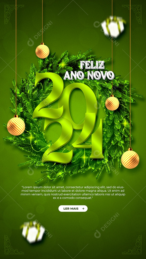 Social Media Story Feliz Ano Novo 2024 PSD Editável