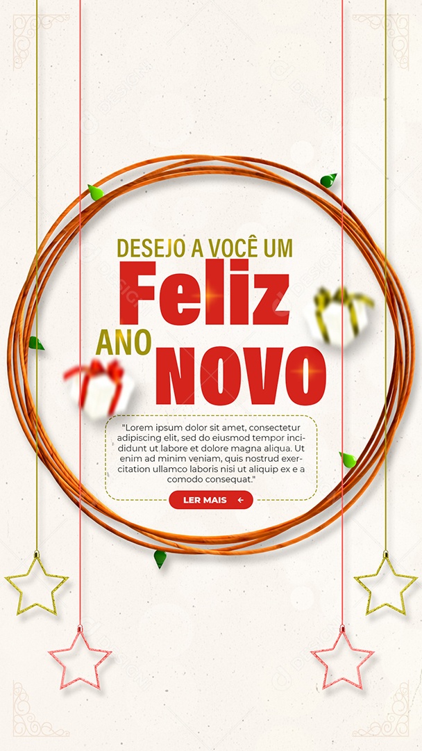 Story Desejo a Você Um Feliz Ano Novo Social Media PSD Editável