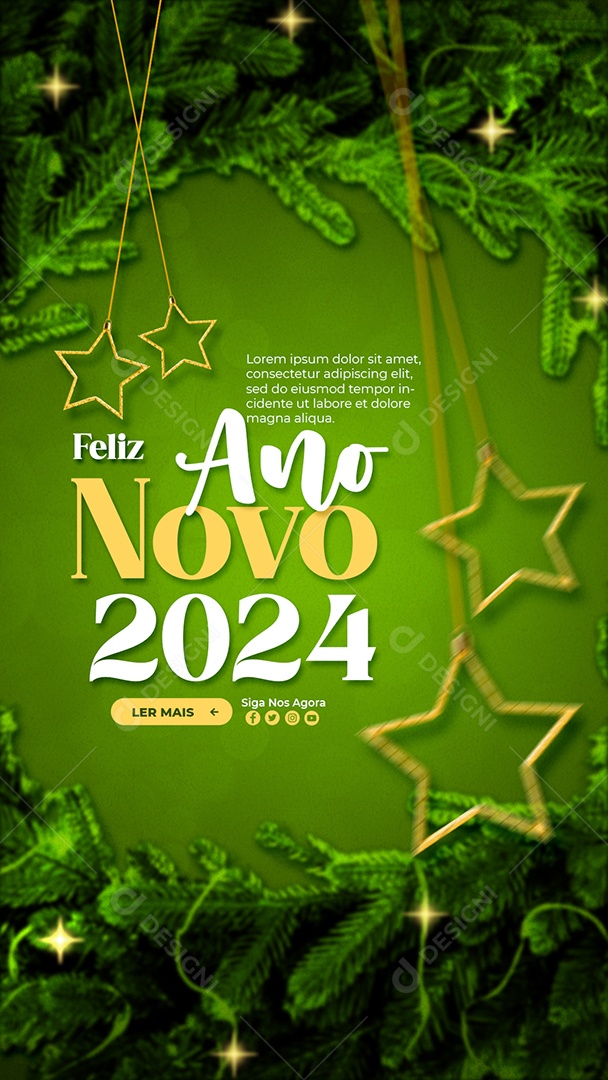 Social Media Story Feliz Ano Novo 2024 PSD Editável