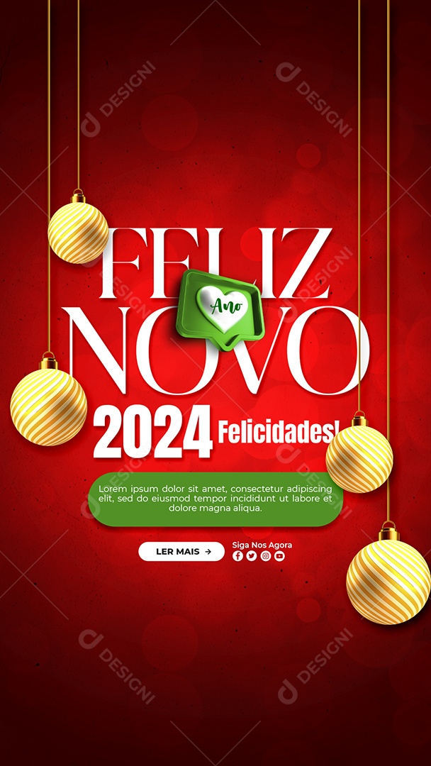 Social Media Story Feliz Ano Novo 2024 Felicidades PSD Editável