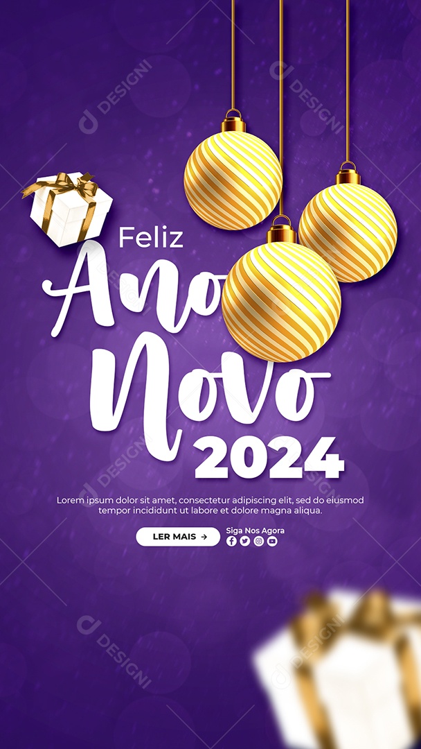 Social Media Story Feliz Ano Novo 2024 PSD Editável