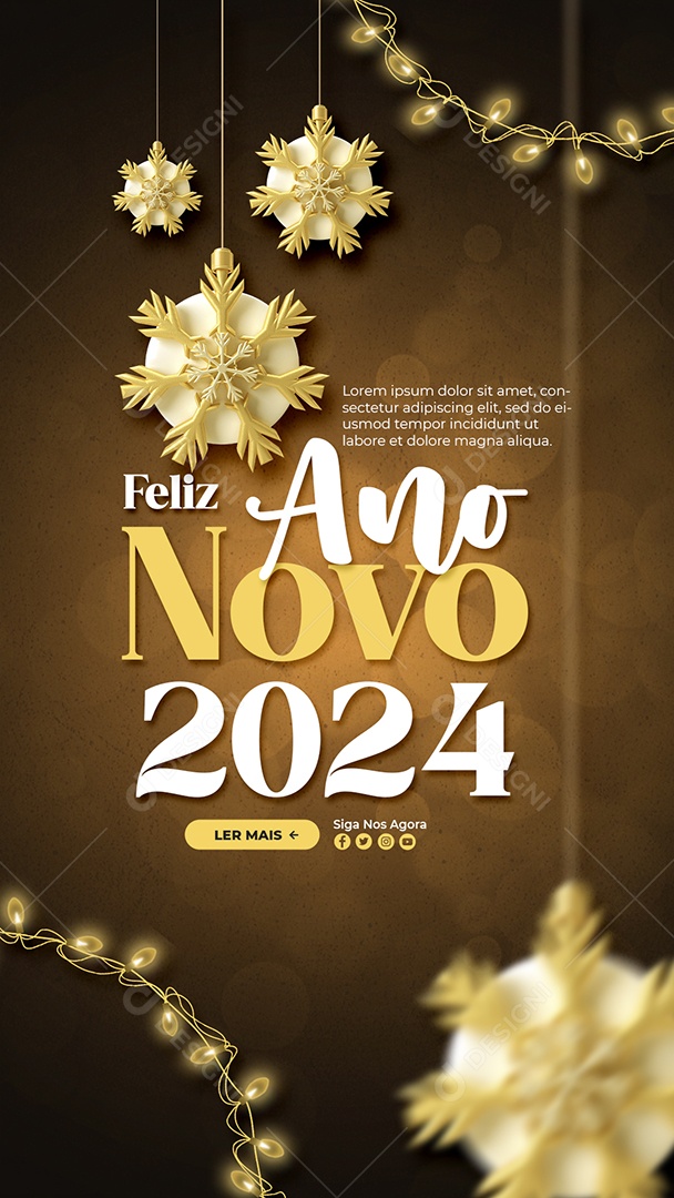 Social Media Story Feliz Ano Novo 2024 PSD Editável