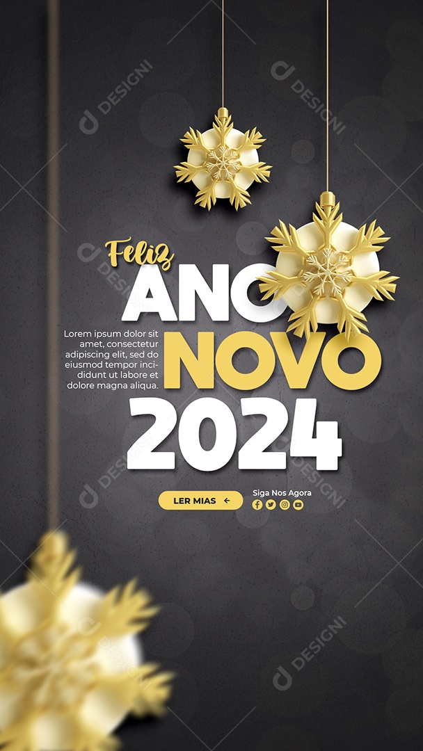 Social Media Story Feliz Ano Novo 2024 PSD Editável