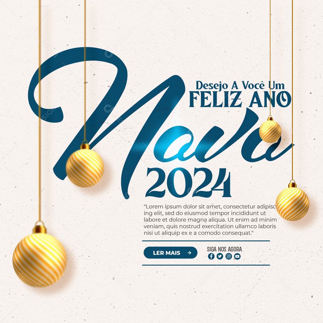 Social Media Feed Desejo a Você Um Feliz Ano Novo PSD Editável
