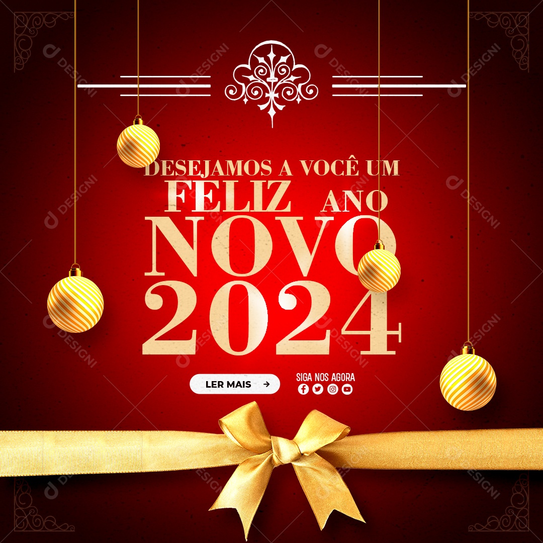 Feed Desejamos a Você um Feliz Ano Novo Social Media PSD Editável