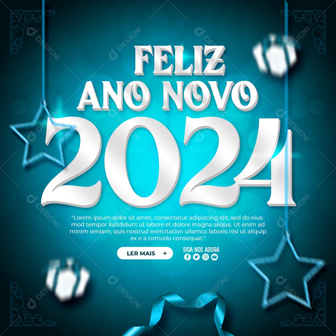 Social Media Feed Feliz Ano Novo 2024 PSD Editável