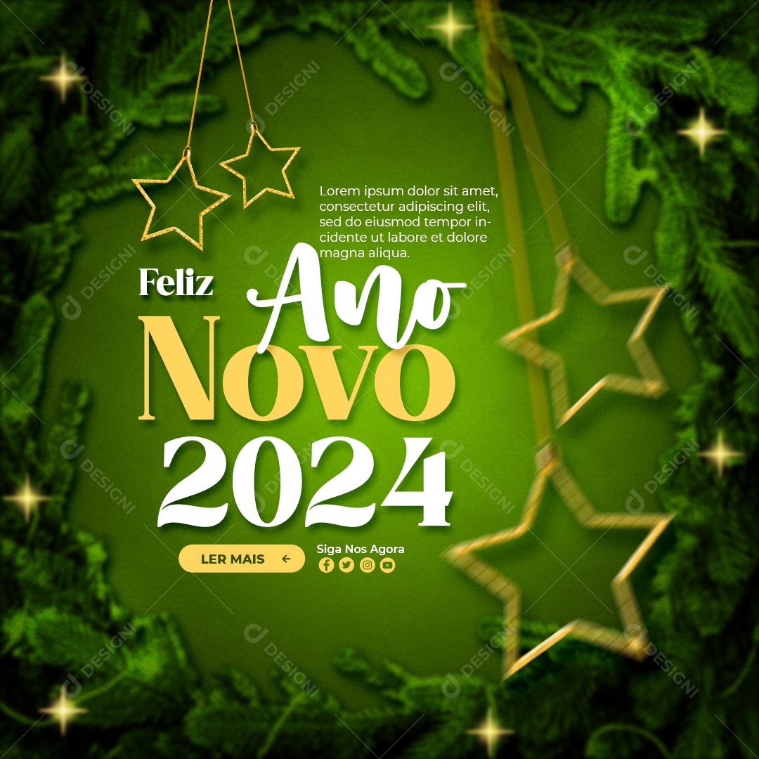Social Media Feed Feliz Ano Novo 2024 PSD Editável