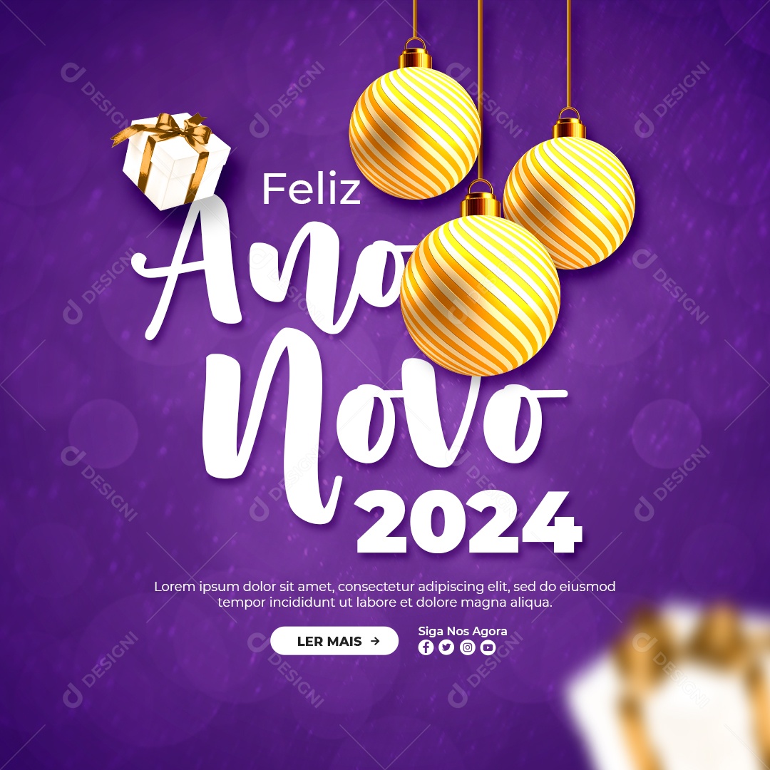 Social Media Feed Feliz Ano Novo 2024 PSD Editável