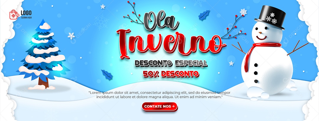 Banner Ola Inverno Desconto Especial Social Media PSD Editável