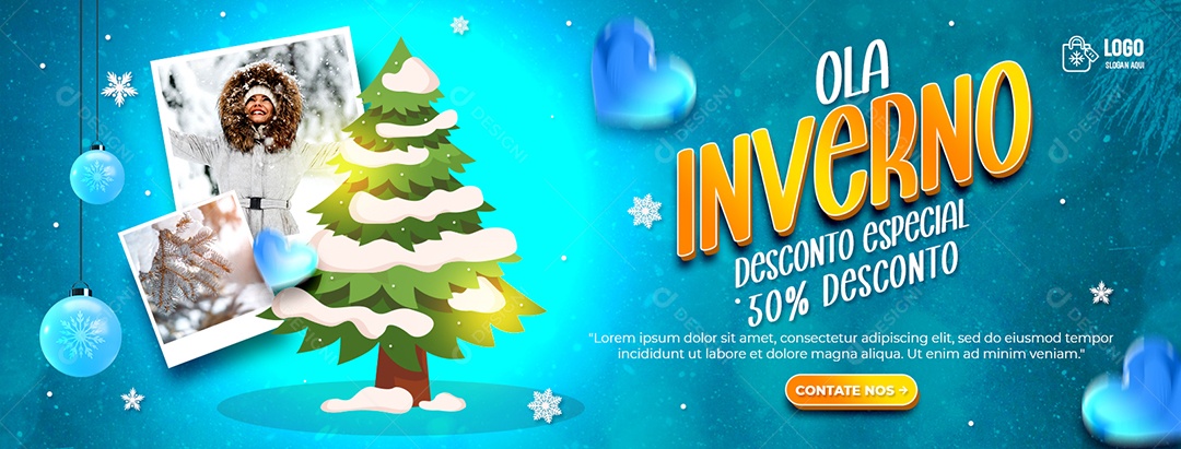 Social Media Banner Ola Inverno Desconto Especial PSD Editável