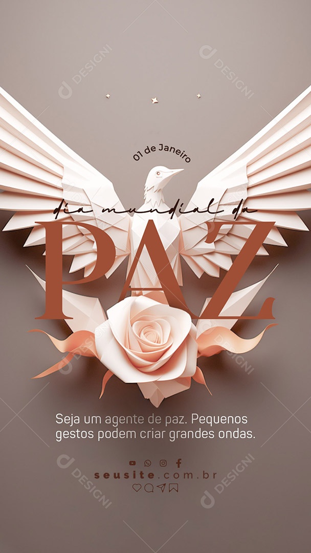 Story Dia Mundial da Paz 01 de Janeiro Social Media PSD Editável