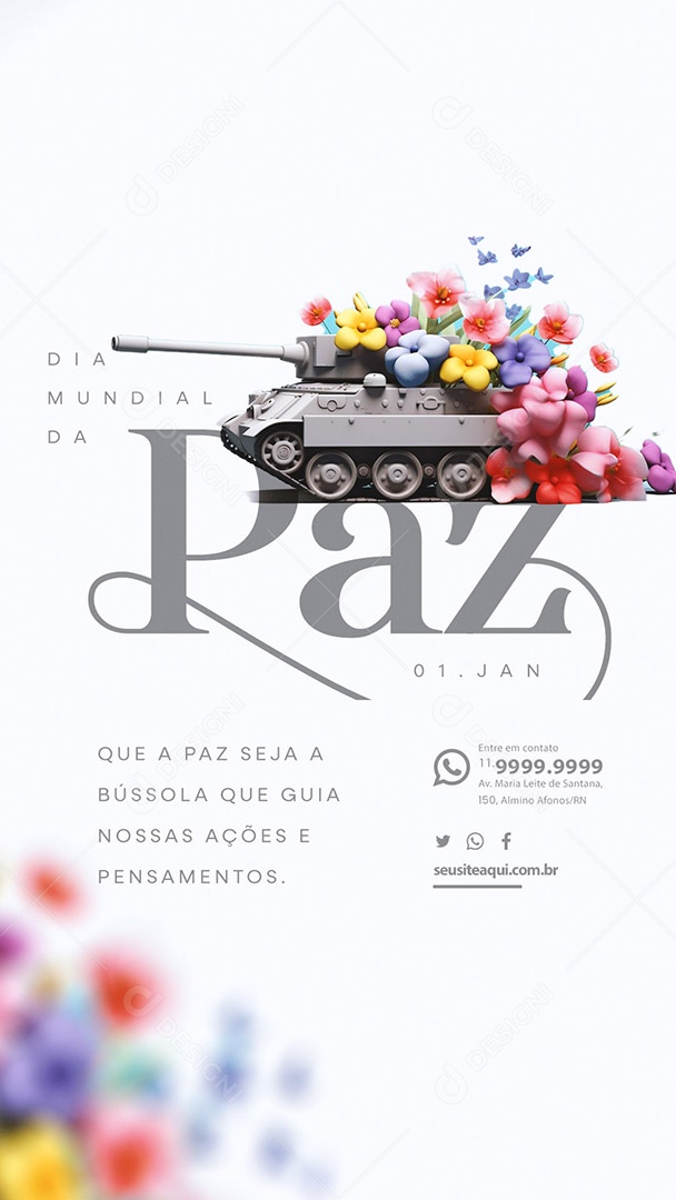 Story Dia Mundial da Paz 01 de Janeiro Social Media PSD Editável