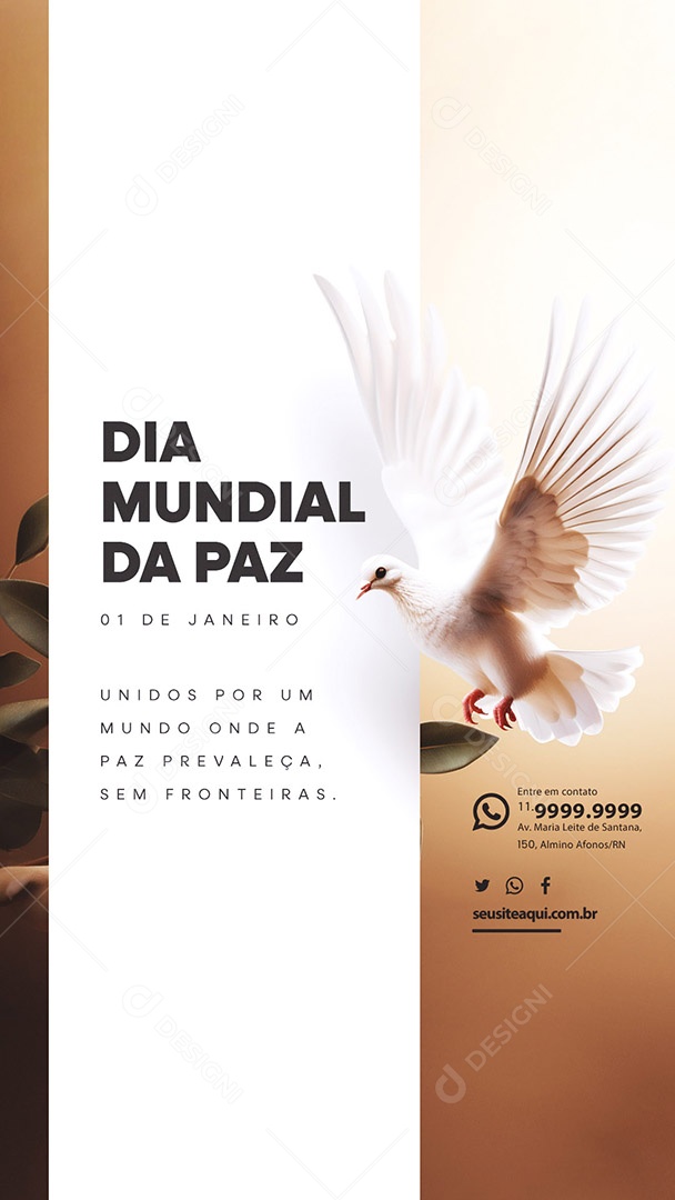 Story Social Media Dia Mundial da Paz 01 de Janeiro PSD Editável