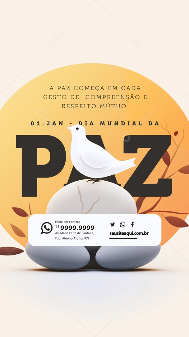Story Dia Mundial da Paz 01 de Janeiro Social Media PSD Editável