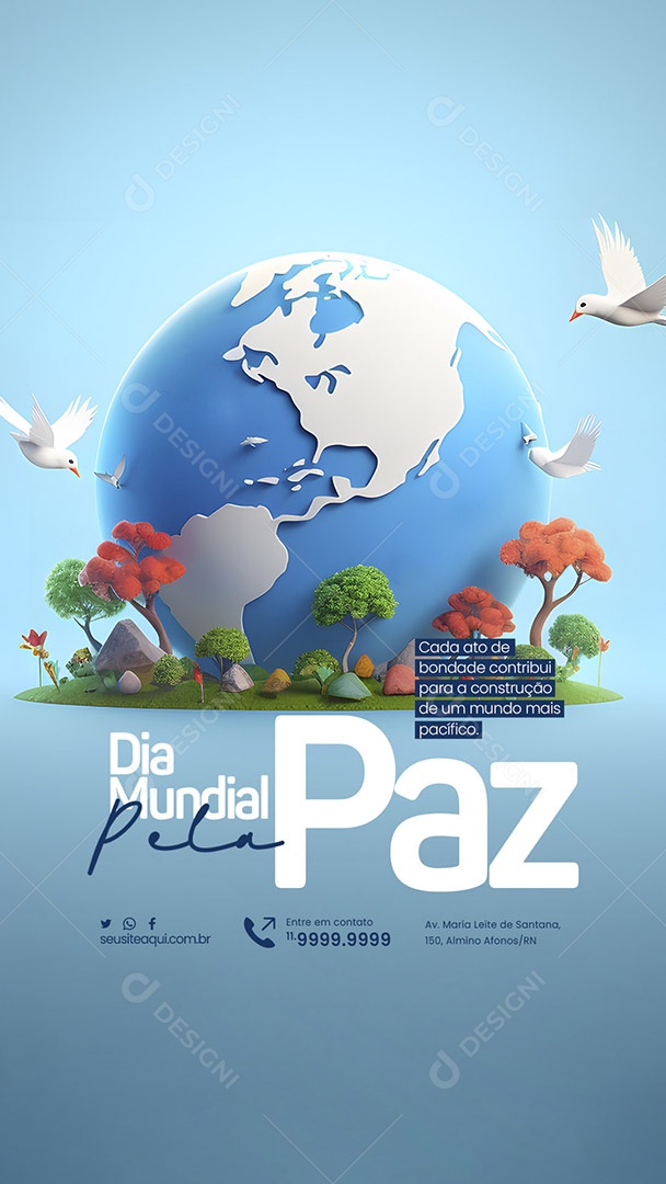 Story Dia Mundial da Paz Cada Ato de Bondade Contribui para Construção de Um Mundo mais Pacífico Social Media PSD Editável