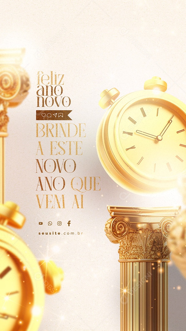 Story Feliz Ano Novo Brinde A Este Novo Ano Que Vem Ai Social Media PSD Editável