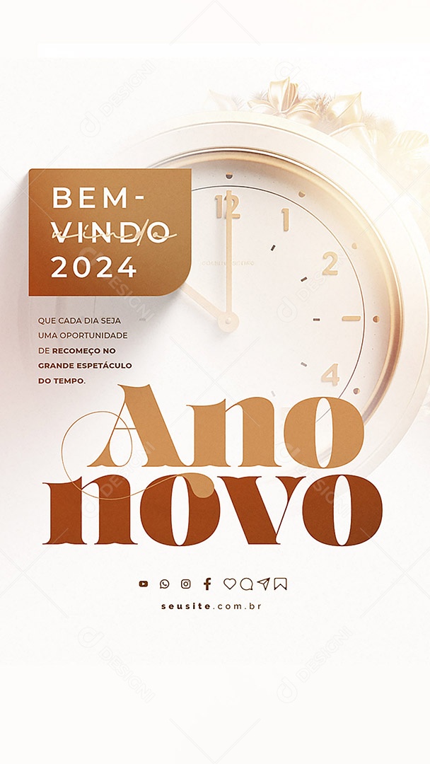 Story Ano Novo Que Cada Dia Seja uma Oportunidade de Recomeço Social Media PSD Editável