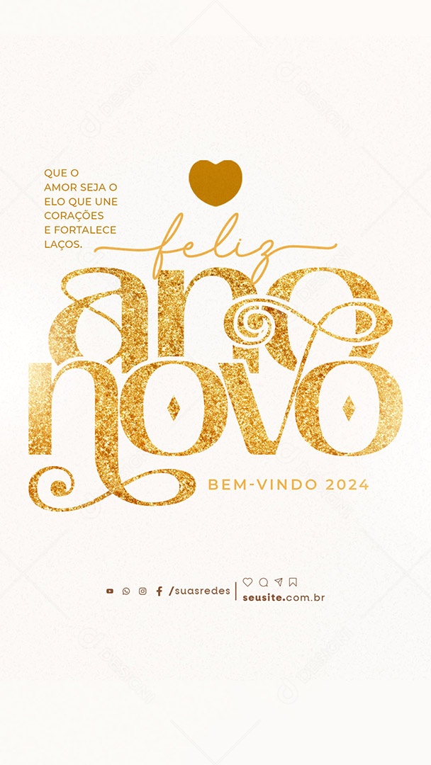 Story Feliz Ano Novo Bem Vindo 2024 Social Media PSD Editável