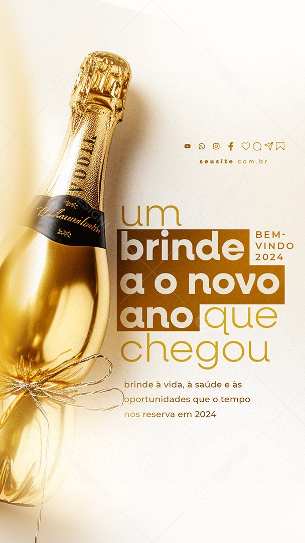 Story Bem Vindo 2024 Um Brinde a o Novo Ano Que Chegou Social Media PSD Editável
