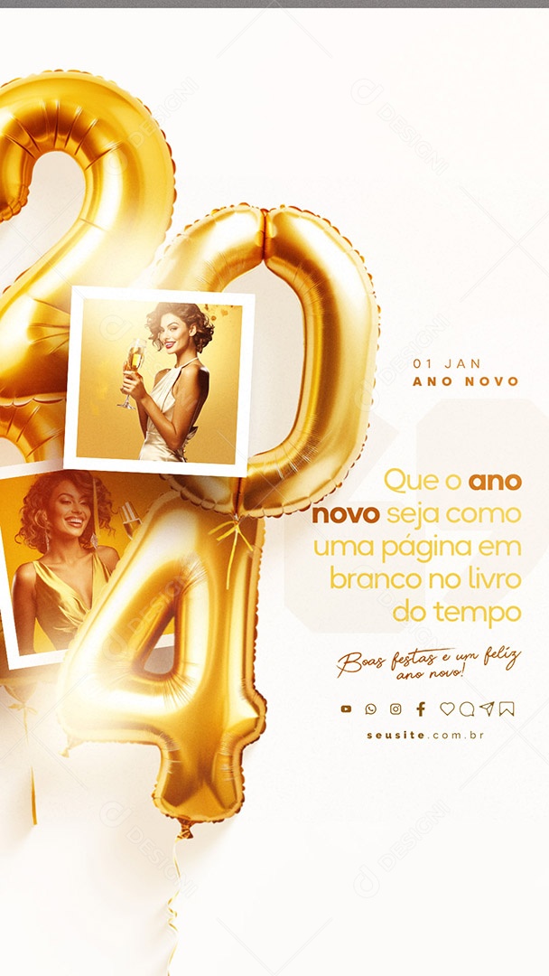 Story Que o Ano Novo Seja Como uma Página em Branco no Livro do Tempo Social Media PSD Editável