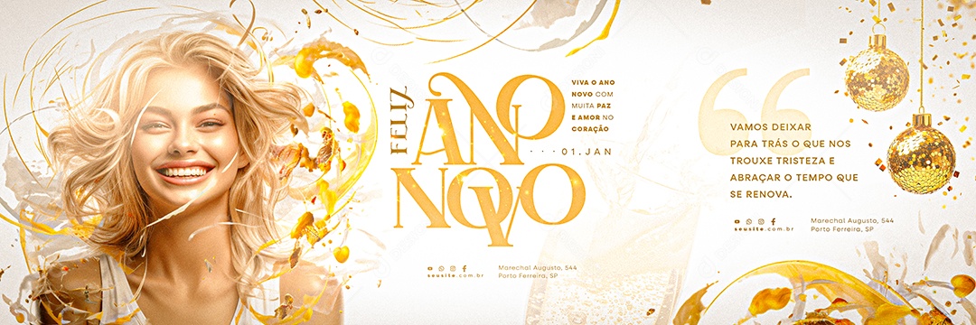 Carrossel Feliz Ano Novo Viva o Ano Novo com Muita Paz e Amor no Coração Social Media PSD Editável