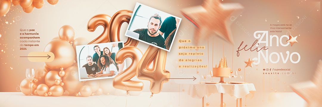 Carrossel Feliz Ano Novo Que o Próximo Ano Seja Repleto de Alegrias e Realizações Social Media PSD Editável