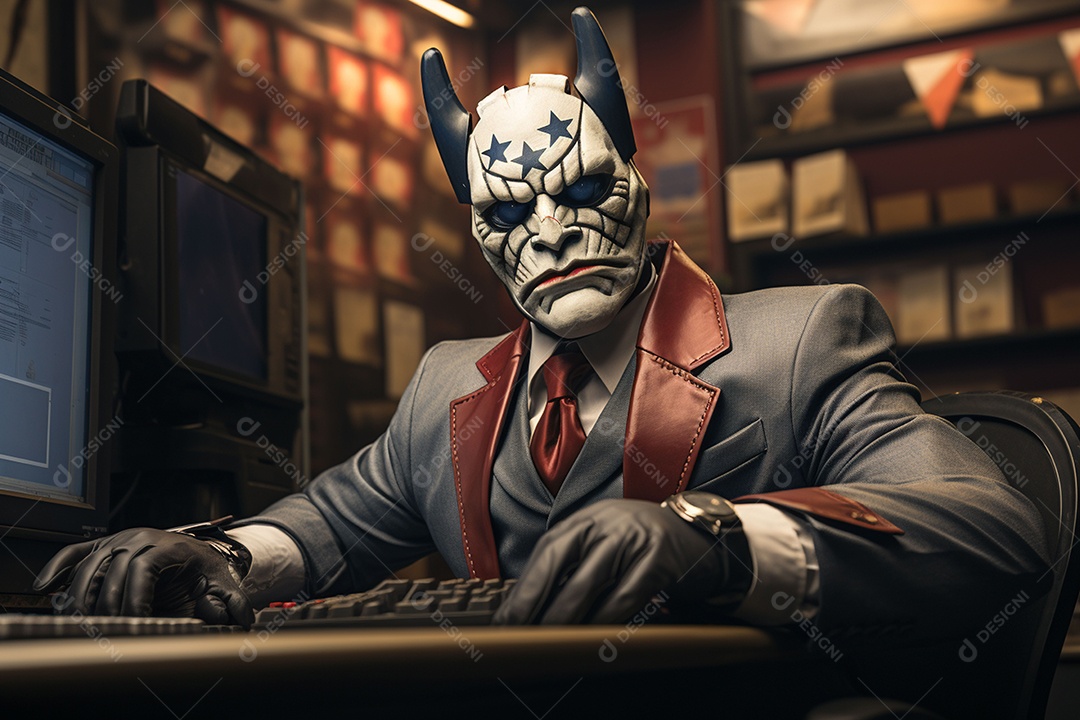 Visão frontal do rosto de Horor