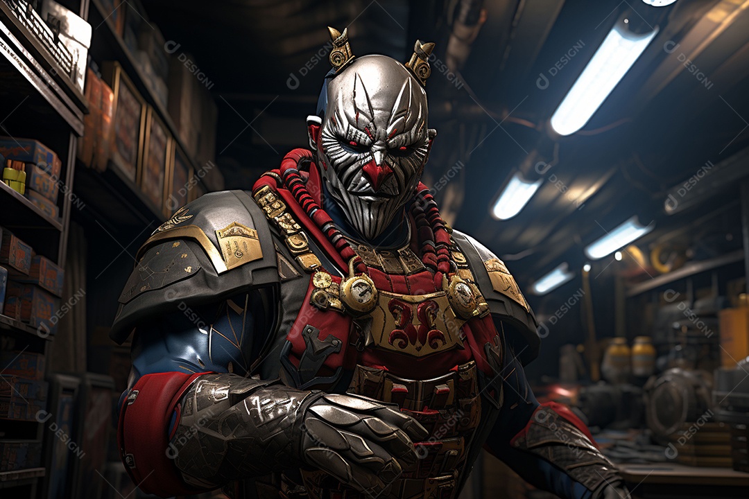 Visão frontal do rosto de Horor