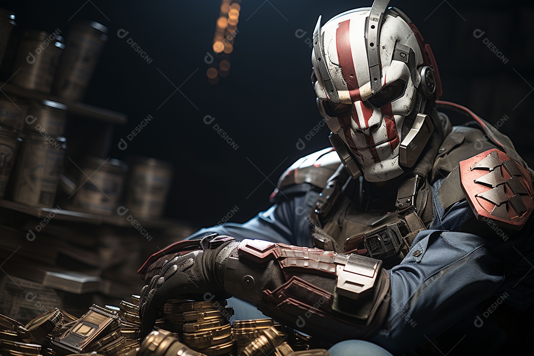 Visão frontal do rosto de Horor